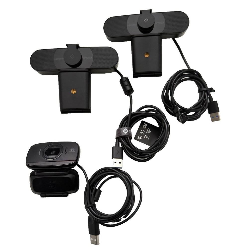 Lot 3 Webcams - 2 EMEET SmartCam C960 1080P HD & 1 Logitech C510 Webcam